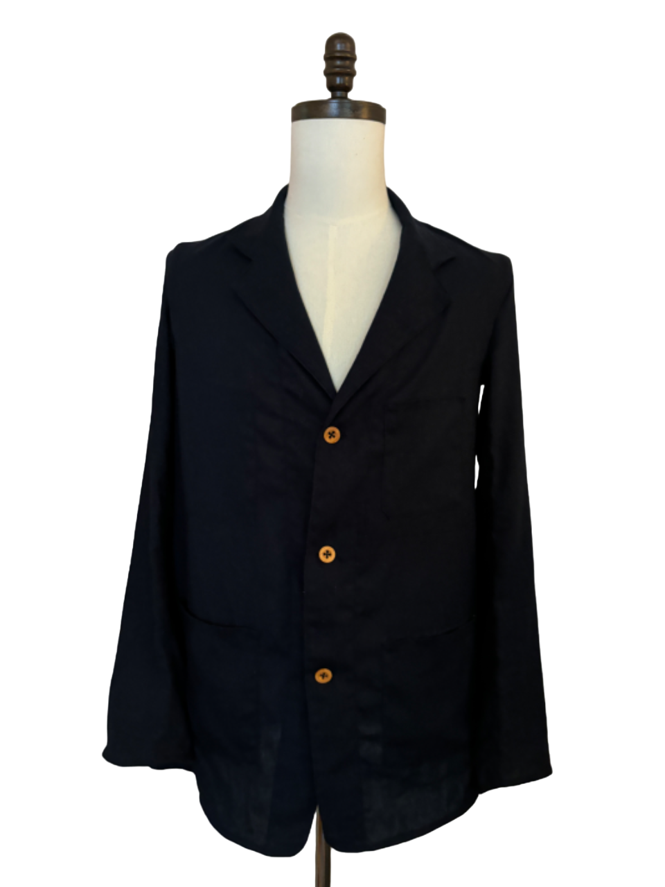 1930s 1940s Mens French Dark Blue Linen Jacket