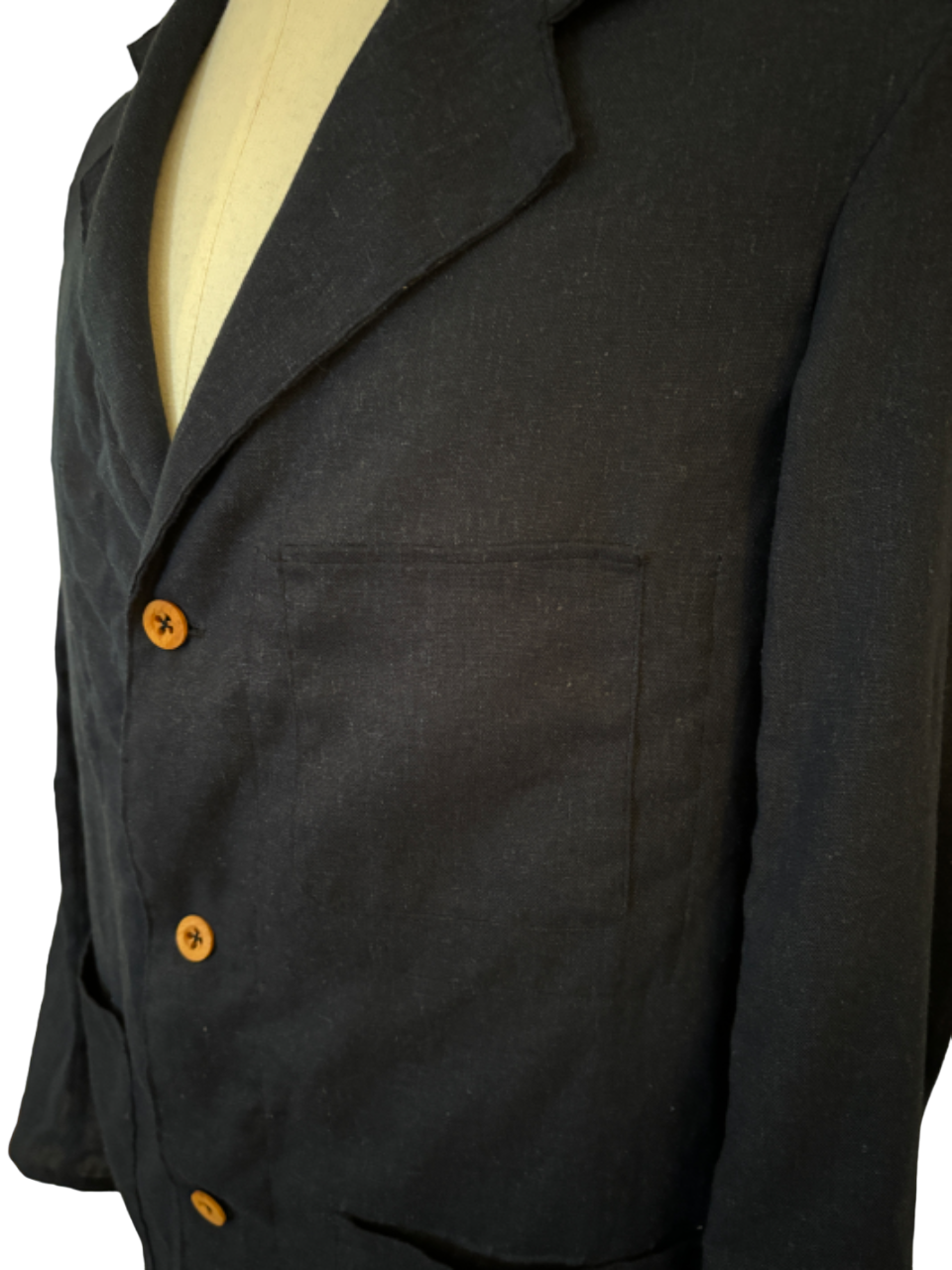 1930s 1940s Mens French Dark Blue Linen Jacket