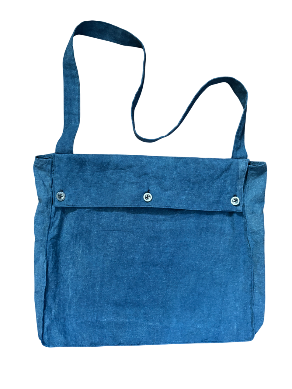 1930s 1940s French Indigo Dyed Musette Utility Bag Vat Dyed Hand Dyed