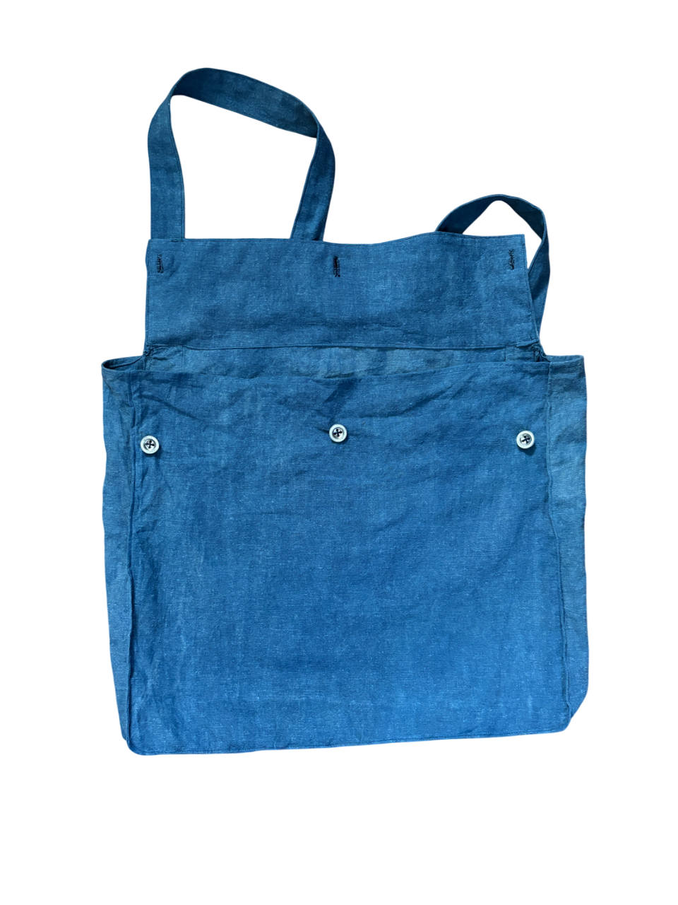 1930s 1940s French Indigo Dyed Musette Utility Bag Vat Dyed Hand Dyed