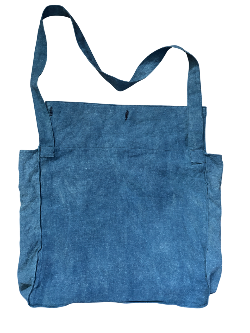 1930s 1940s French Indigo Dyed Musette Utility Bag Vat Dyed Hand Dyed